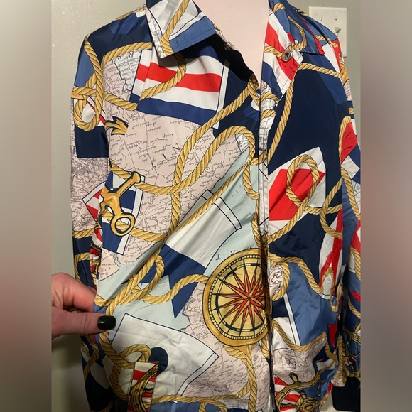 VINTAGE Nautical/ Maps/Flags Rain Jacket - Picture 6 of 8